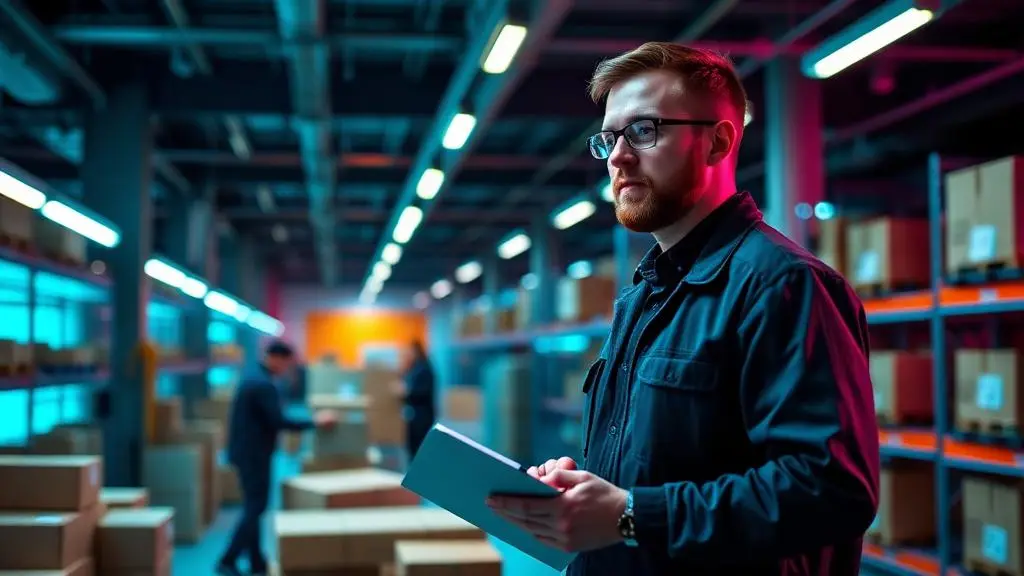 Operations manager overseeing a busy fulfillment floor