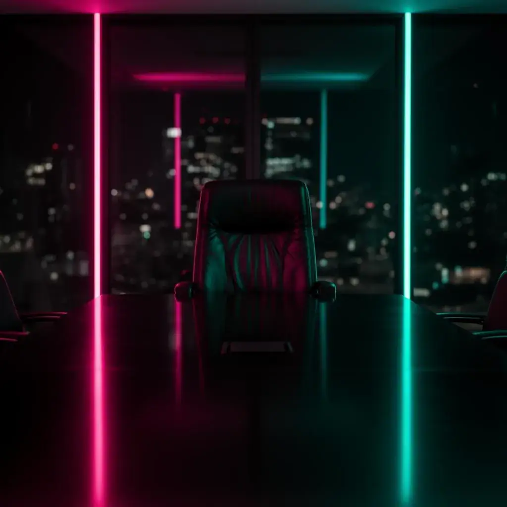 The right team in the seat, an empty executive chair at the head of the table
