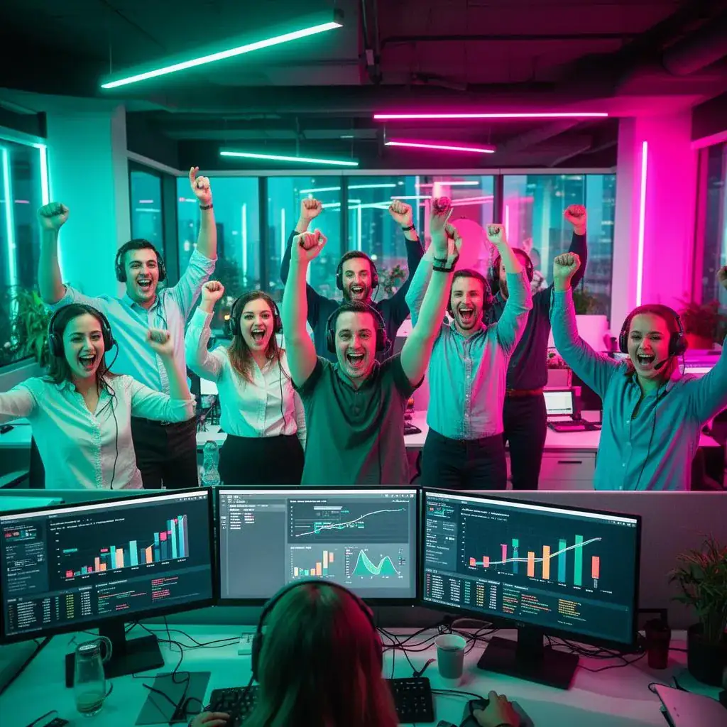 Sales team closing deals